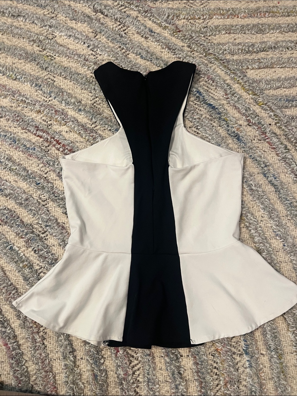 bebe Black & White Colorblock Peplum Halter Top - Picture 4 of 4